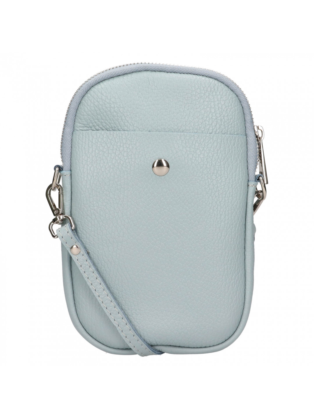 Dámská kožená kabelka na mobil a doklady Italia Monea – světle modrá